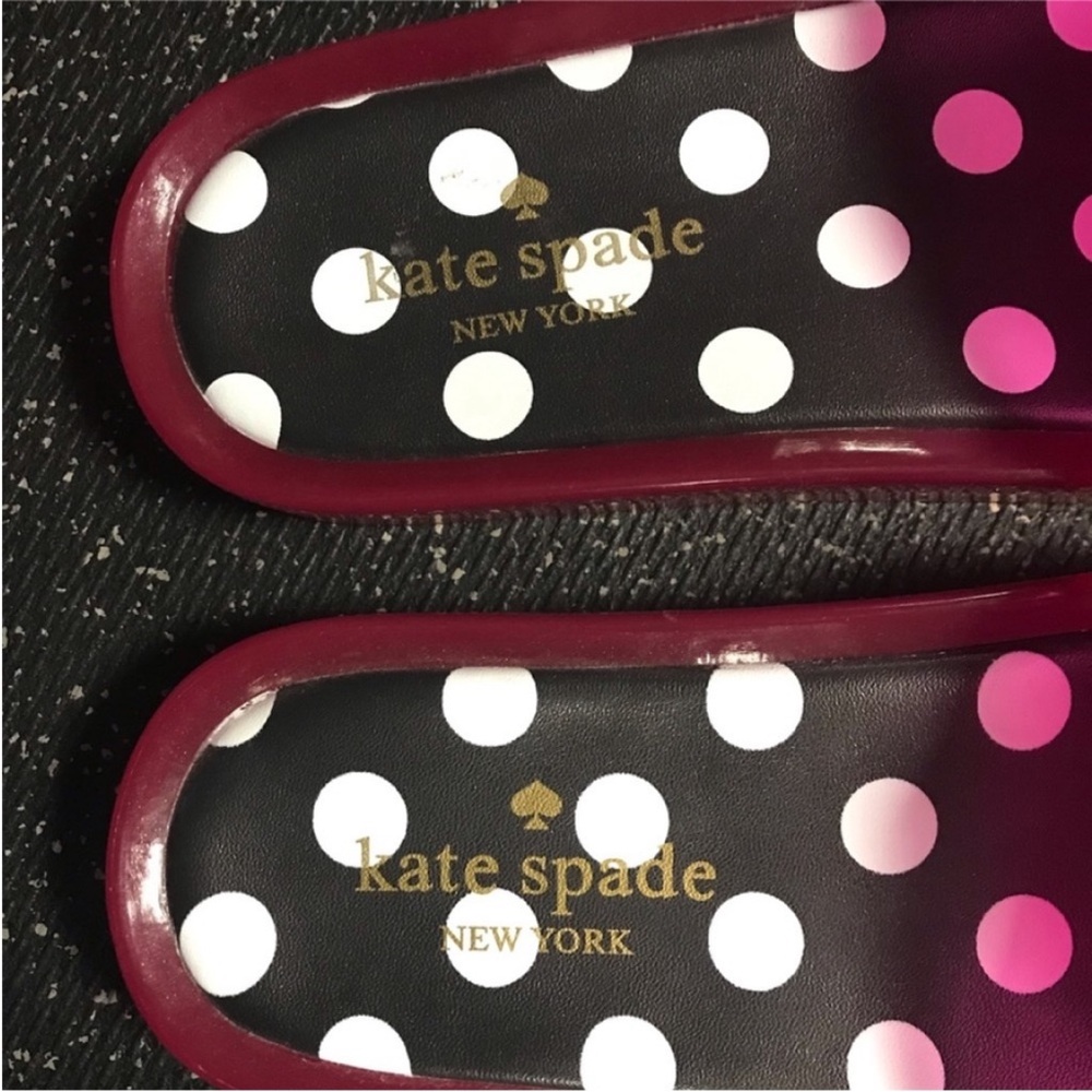 kate spade Pink Clear Jelly Slide Sandals with Black & White Polka Dot Insole - Picture 7 of 11
